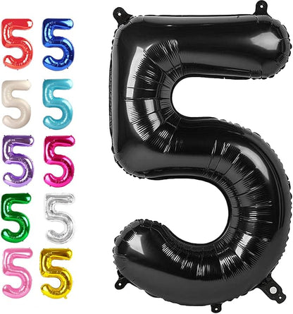 Black Number 5 Balloon 40 inch, Balloon numbers party supplies, deco photo shoot by Upgesy