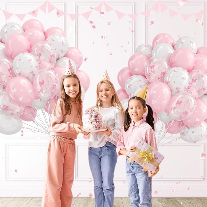 60pcs Pink Bow Balloons 12inch - Image 6