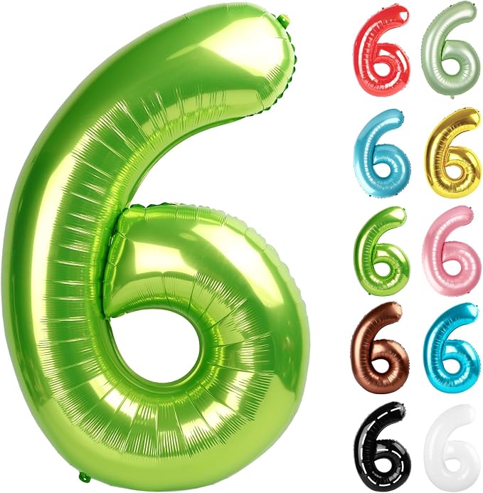 Light Green Number 6 Balloon 40 Inch by IWERP