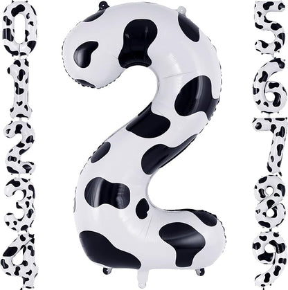 Cow Print Number 2 Balloon, Large 40 Inch Cow Number Birthday Balloons by AIQINHU