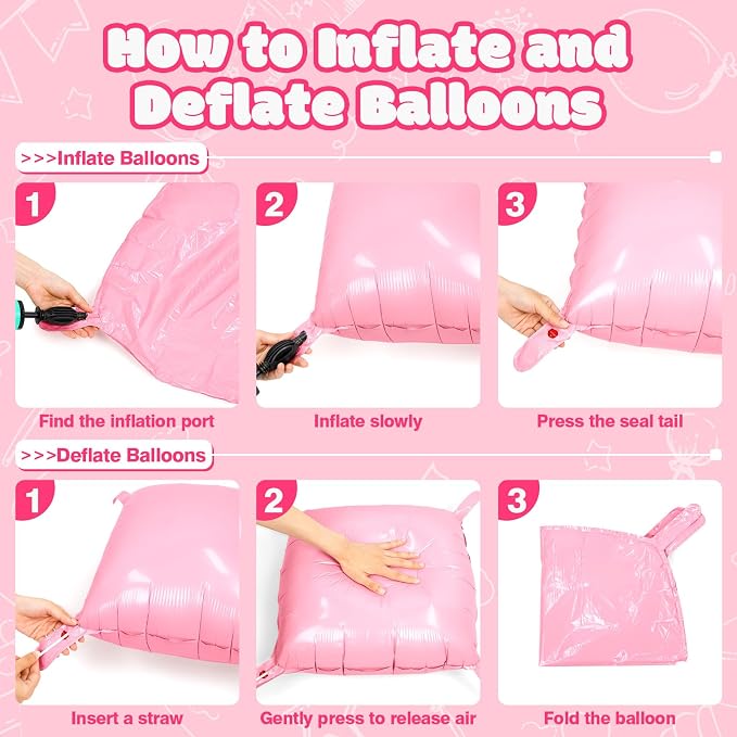NISOCY 25PCS Pearl Light Pink Square Foil Balloons Wall Backdrop | Double Sided - Image 3