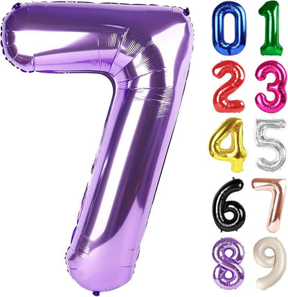 7 Balloon - Purple Birthday Number Balloons, 40 Inch Decorations Men Women | by ALPHADELTAPI