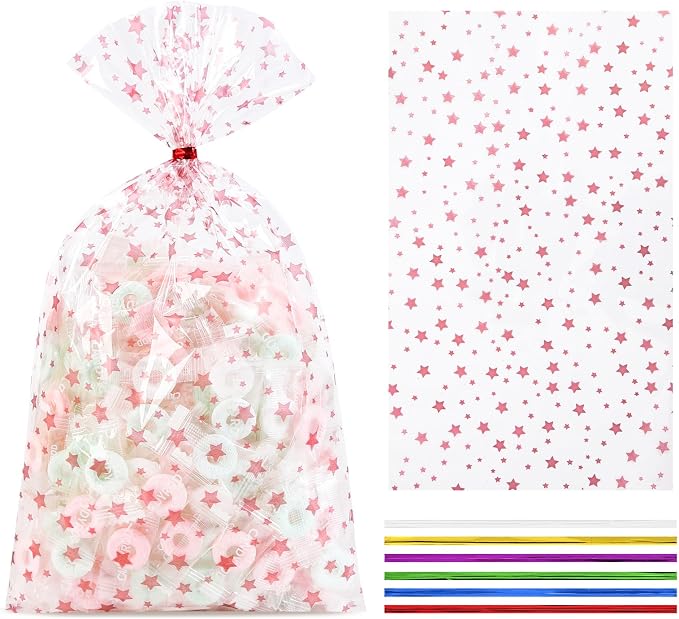 COQOFA 100 Pcs 7X12" Cello Cellophane Gift Treat Bags Party Favor bags Clear by COQOFA