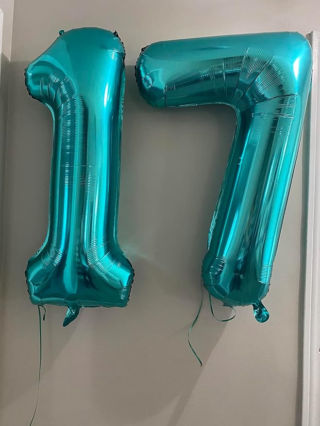 7 Balloon Numbers Party Decorations, 40In Blue-green Balloons - Image 5