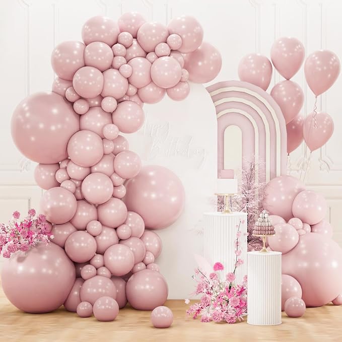 PartyWoo Dusty Pink Balloons 152pcs Different Sizes of 18 12 10 5 Inch Boho by PartyWoo