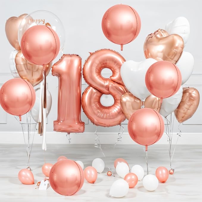 6Pcs Rose Gold Round Foil Balloons, Giant 4D Round Ball Balloons, 22 Inch - Image 4