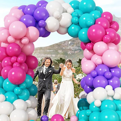 HILAVO Pink Purple Balloon Arch Kit 130 Pcs Blue Purple Pink Party Balloons - Image 7