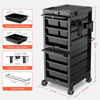 TASALON Professional Salon Trolley Cart, 6 Drawers with Dividers, Lockable Storage,Versatile Salon Cart for Hair Stylist, Hair Tool Holders, Black