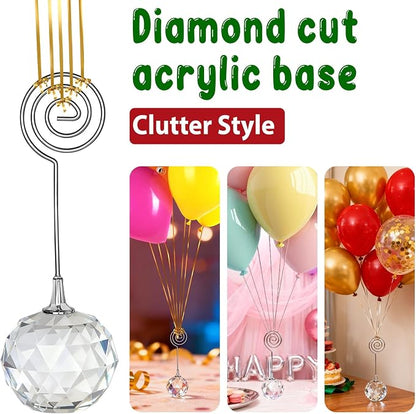 Crystal Balloon Stand for Table, Diamond Cut Acrylic Base - Image 3