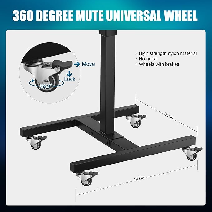 POARMEEY Salon Tray on Wheels, Premium Stainless Steel Tattoo Tray Rolling Trolley, Adjustable Service Rolling Tray Hairdresser Cart with Clinic Spa Rolling Tray Wheels (Black)
