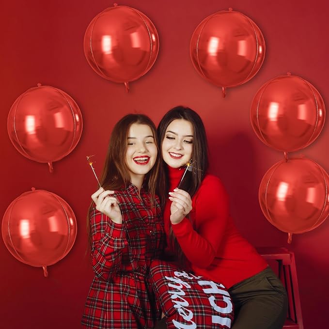Red Round Foil Balloons 9 pcs - Image 4