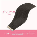 GOO GOO Tape in Hair Extensions Human Hair, 1C Mocha Brown, 14inch 100g 40pcs, Skin Weft Seamless Invisible, Silky Straight with Thick Ends, Remy Human Hair