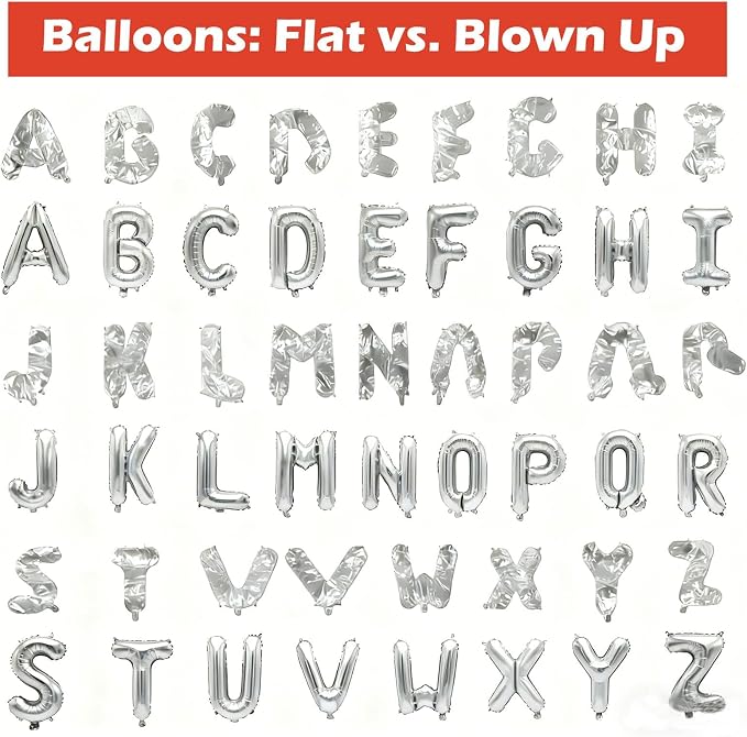 98 Pcs Silver Letter Balloons, Custom 3 Set A-Z Set - Image 4