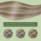 RUNATURE Clip in Hair Extensions Real Human Hair Clip in Extensions, Blonde Hair Extensions Clip ins, Tangle Free, 10 Inch 80g 7pcs #8P60 Ash Brown Highlight Platinum Blonde