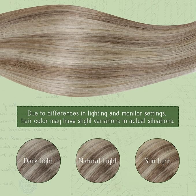 RUNATURE Human Hair Clip in Extensions, Blonde Clip in Hair Extensions Real Human Hair, Long Straight Hair Clip ins, Add Length, 20 Inch 120g 7pcs #8P60 Ash Brown Highlight Platinum Blonde