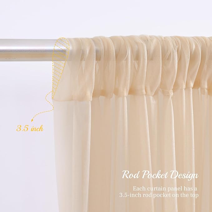 10x10ft Champagne Tulle Backdrop Curtain - Image 5