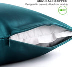 ALASKA BEAR Silk Pillowcase for Hair and Skin, Set of 2 Pure Genuine 22 Momme Mulberry Silk Pillow Cases Queen Size for Bliss Sleep Better Than Poly Satin, Zipper Closure(2pc,Teal Sapphire)
