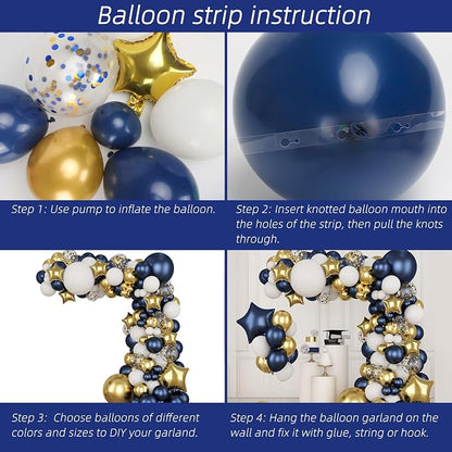 RUBFAC 176pcs Navy Blue Gold Balloons Arch Kit - Image 4