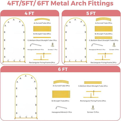 Metal Arch Backdrop Stand, 6FT+5FT+4FT Wedding Arch Frame, Balloon Arch Backdrop - Image 5