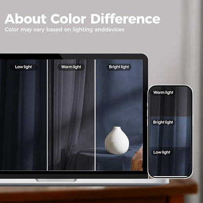 100% Blackout Curtains for Bedroom, Double Layer Navy Blue Curtains, Room - Image 5