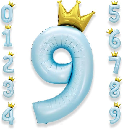 AULE 40 Inch Big Light Blue 9 Balloon Number by AULE
