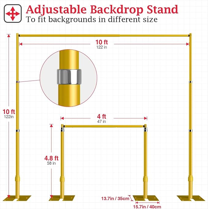 EMART 10x10ft Heavy Duty Backdrop Stand Frame - Image 4