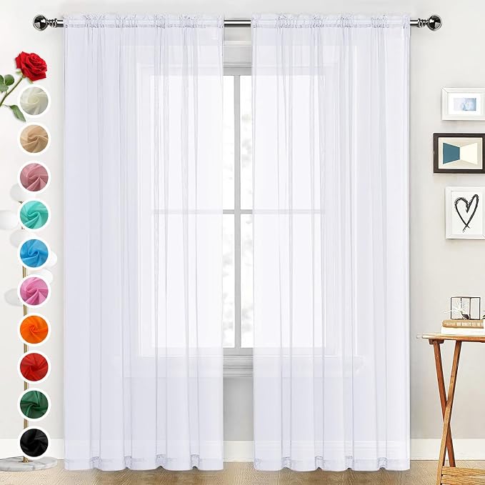 SpaceDresser Sheer Window Treatment Rod Pocket Curtain Panels by SpaceDresser