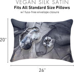 Satin Pillowcase Gift Set for Women – Marble Black, Silky Soft, Reduces Frizz | Includes Satin Eye Mask & Scrunchie | for Curly Hair, Sensitive Skin | Gift for Mom, Daughter, Girlfriend