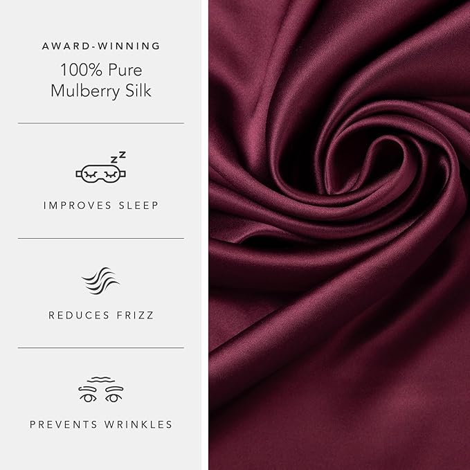 Fishers Finery 25mm 100% Pure Mulberry Silk Pillowcase (Red Standard)