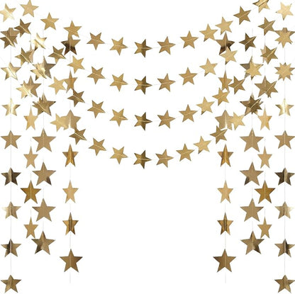 Spakon 65 Feet Glitter Star Paper Garland Banner Hanging Decoration Star - Image 8