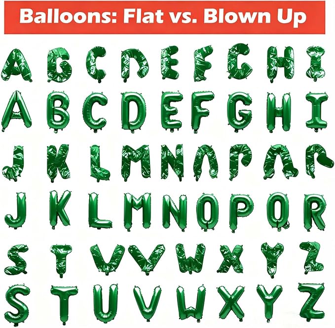 36 Pcs Green Letter Balloons, Custom A-Z Set - Image 4