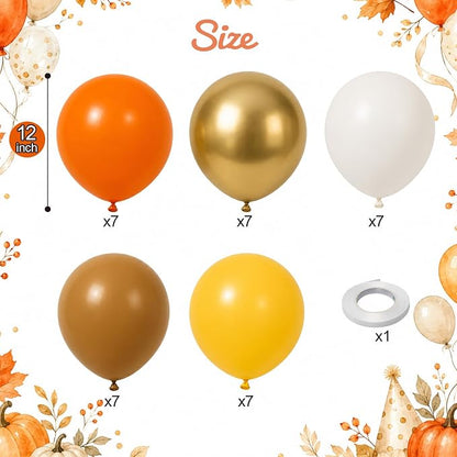 Fall Balloons, 12 Inch Burnt Orange Brown Metallic Gold Balloon - Image 2