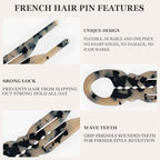Sunolga 3pcs Prestige French Hair Pins for Women, 4.38" Large, Serrated Anti-Slip Design, Curved Shape for Better Head Fit, Coquette Elegant Hair Accessories for Updos, Chignon, Bun Hairstyles
