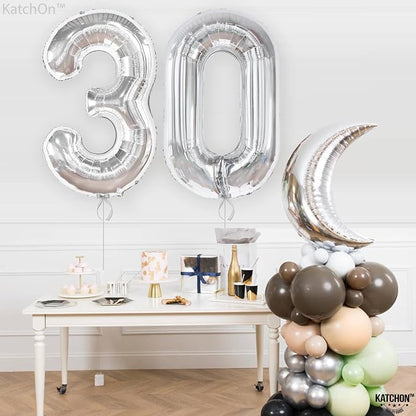 KatchOn Silver Number 0 Balloon 40 Inch | Mylar 0 Number Balloon - Image 8