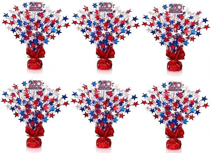 PMU 6 Pcs Pcs 250th Anniversary Patriotic Star Metallic Foil Spray Centerpiece by PMU