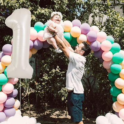 TONIFUL 40 Inch Cream White Large Numbers Balloon 0-9 Birthday Party Decor - Image 4