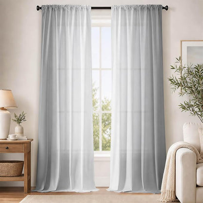 Grey and Grayish White Curtains by XFLINGBAO