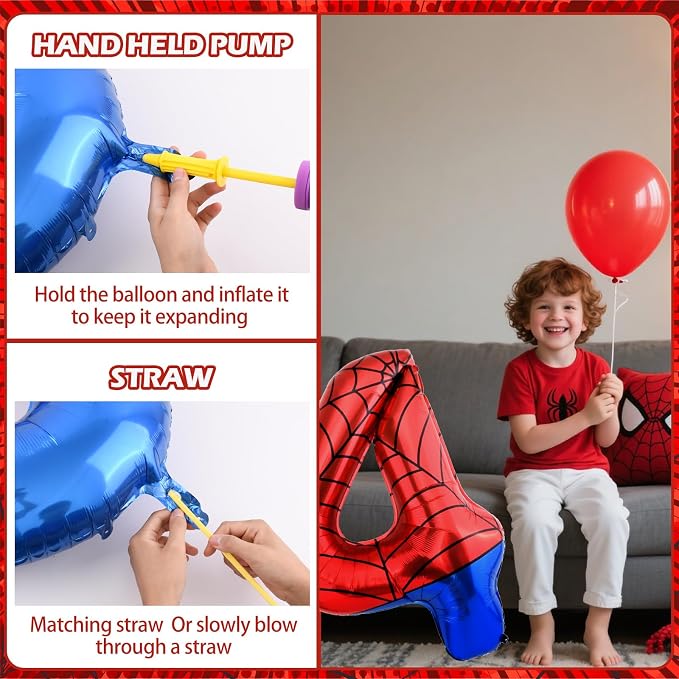 40 Inch Vibrant Spider-Themed Number Foil Balloons - Image 3