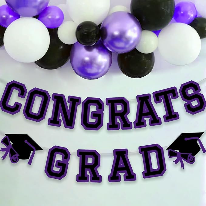 Congrats Grad Banner Graduation Party Banner Decoration Hanging Garland High - Image 4