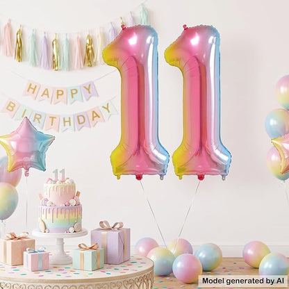 40 Inch Rainbow Foil Number 11 Balloon - Image 3