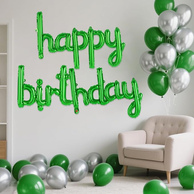 Happy Birthday Balloons Banner Foil Letters Balloons Connected, Personalized - Image 3