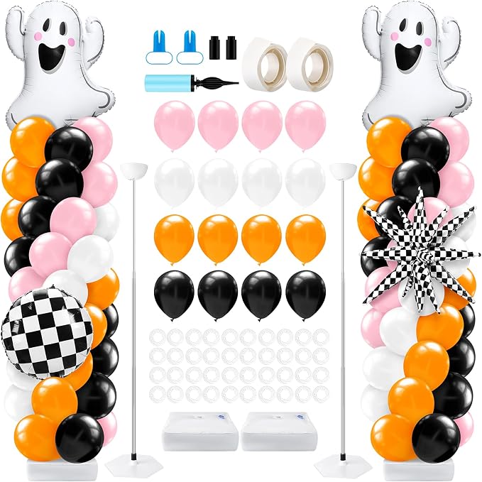 Kasyat 2 Sets Pink and Orange Halloween Balloon Arch Kit by Kasyat