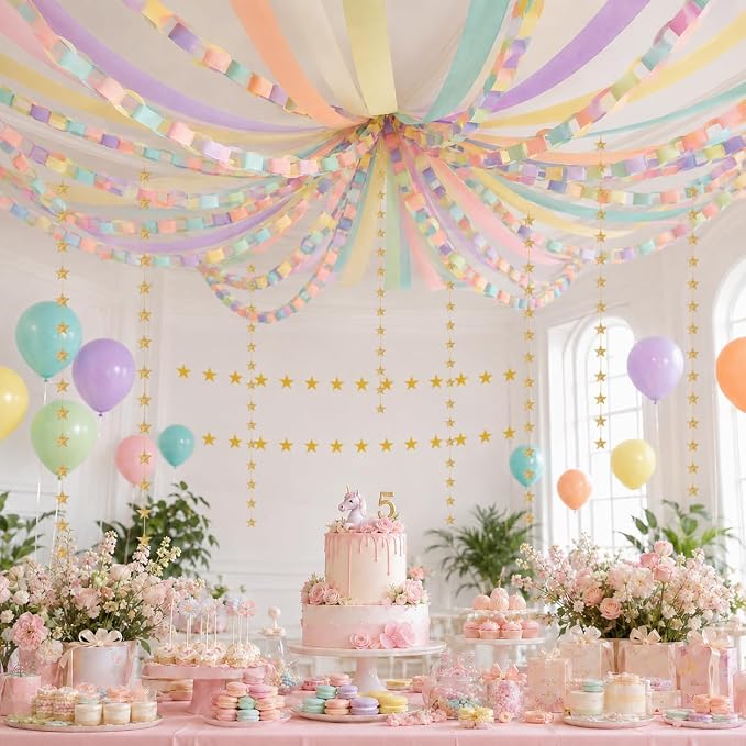 360 Sheets Colorful Paper Chains Strips and Star Garland by succulentlovers