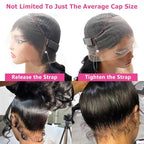 Hidden Strap Invisi Strap Straight 360 Glueless Wigs Human Hair Pre Plucked Pre Bleached Brazilian Virgin Wig With Drawstring 250 Density HD Full Lace Front Wigs Human Hair 16Inch