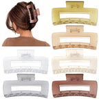 4 Inch Big Hair Claw Clips 6 Pcs Large Claw for Thick Hair Square Hair Clips for Women Rectangle Hair Clips Nonslip Acrylic Banana Jaw Clips Hair Accessories for Girls (Tea)