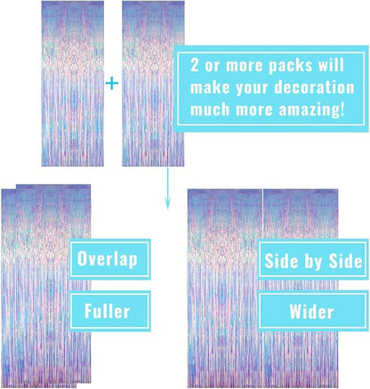 GOER 3.2 ft x 6.5 ft Metallic Tinsel Foil Fringe Curtains Party Photo Backdrop - Image 6