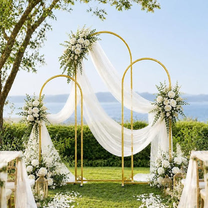 Arch Backdrop Stand and Cover Set Metal Arch Frame Stand Gold - Image 6