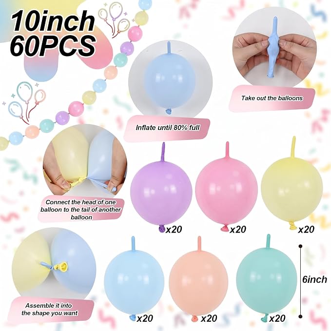 Pastel Rainbow Linking Balloons - Image 2