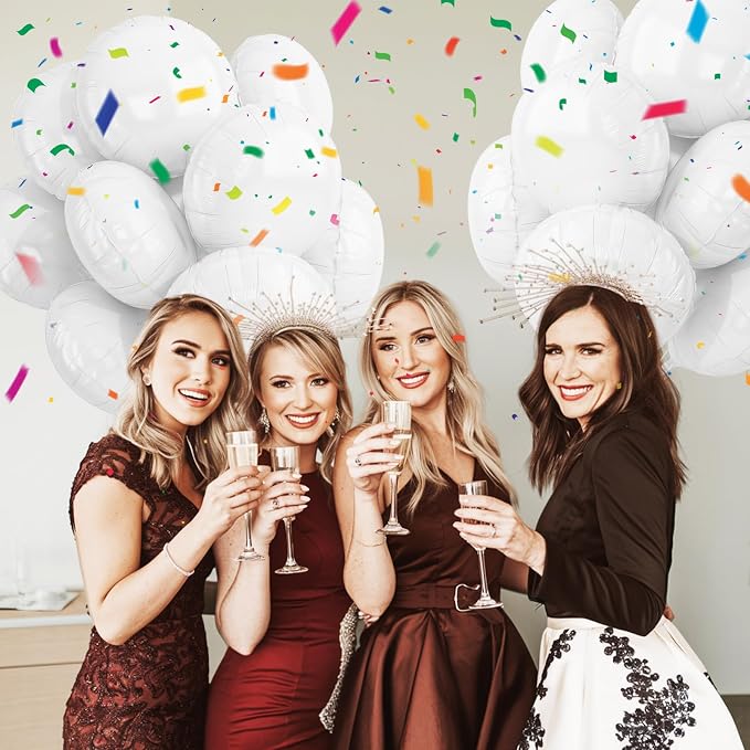 20PCS White Round Shaped Balloons, 18 Inch Round Foil Balloon, Giant Round - Image 4