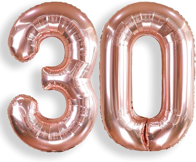 AULE 40 Inch Rose Gold 30 Balloon Number Foil 0-9 Birthday Big Numbers | by AULE